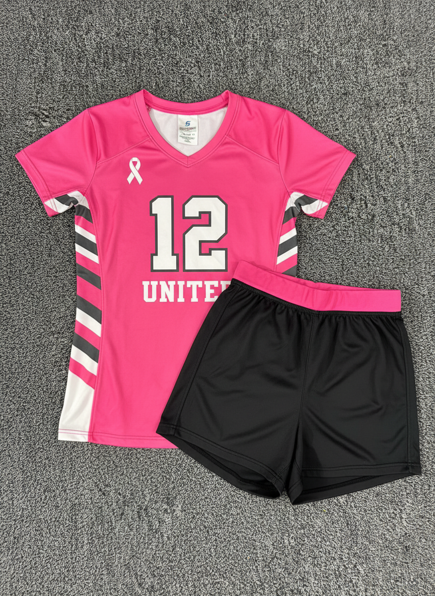 Pink out volleyball uniform concept for breast cancer awareness