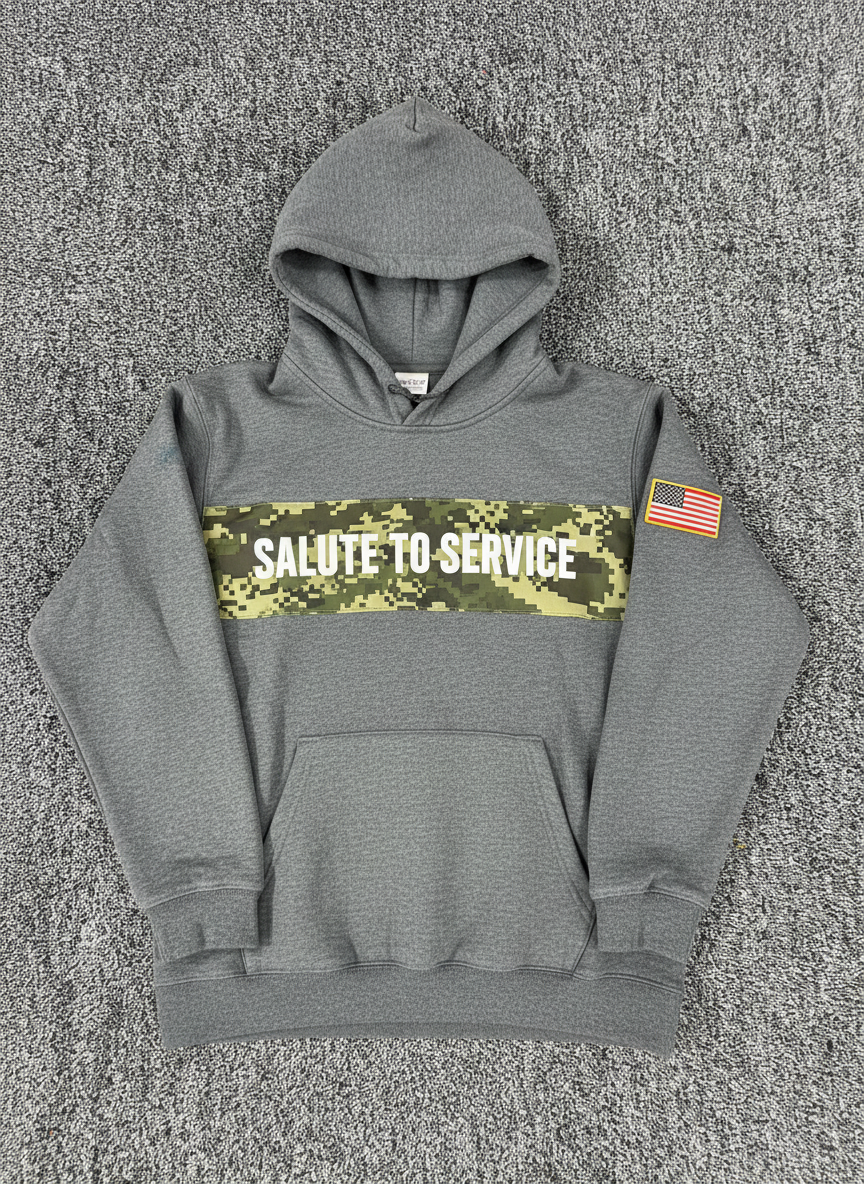 Salute to service team hoodie concept with camo and flag detail